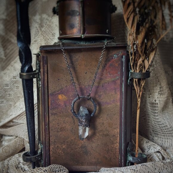 Quartz & Amethyst Electroformed Statement Necklace - Picture 6 of 6